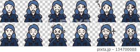 いろんな表情の女性作業者のイラスト 紺制服 いろんな表情の女性作業者のイラスト 紺制服 134700088