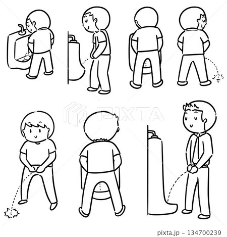vector set of man peeing 134700239
