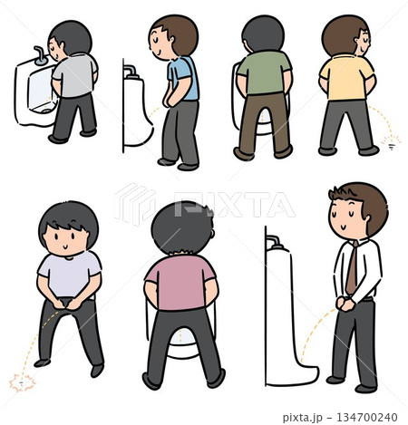 vector set of man peeing 134700240