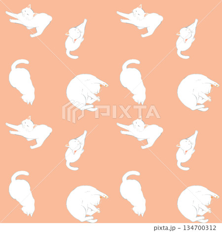 かわいい白猫のシームレスパターン 動物・ペットの手描き水彩イラスト背景素材 かわいい白猫のシームレスパターン 動物・ペットの手描き水彩イラスト背景素材 134700312