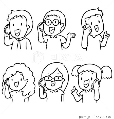 vector set of people using smartphone 134700350