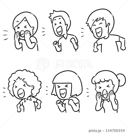vector set of shouting people 134700354