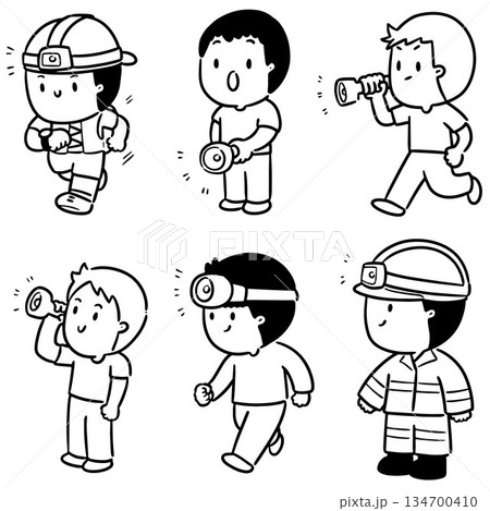 vector set of man using torch vector set of man using torch 134700410