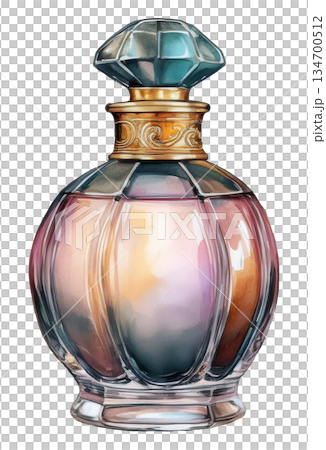 透明水彩で描いた香水瓶のイラスト 134700512