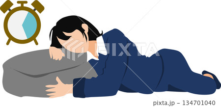 睡眠時間が足りない女性のイラスト 睡眠時間が足りない女性のイラスト 134701040