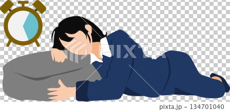 睡眠時間が足りない女性のイラスト 睡眠時間が足りない女性のイラスト 134701040