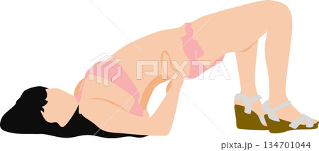 ポーズをとる女性のシルエットイラスト 134701044
