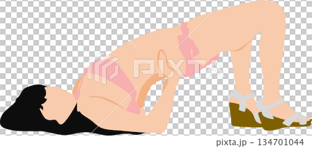 ポーズをとる女性のシルエットイラスト 134701044