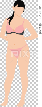 ポーズをとる女性のシルエットイラスト ポーズをとる女性のシルエットイラスト 134701045