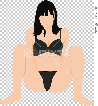 ポーズをとる女性のシルエットイラスト ポーズをとる女性のシルエットイラスト 134701050