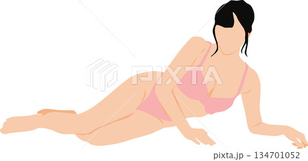 ポーズをとる女性のシルエットイラスト 134701052