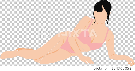 ポーズをとる女性のシルエットイラスト 134701052