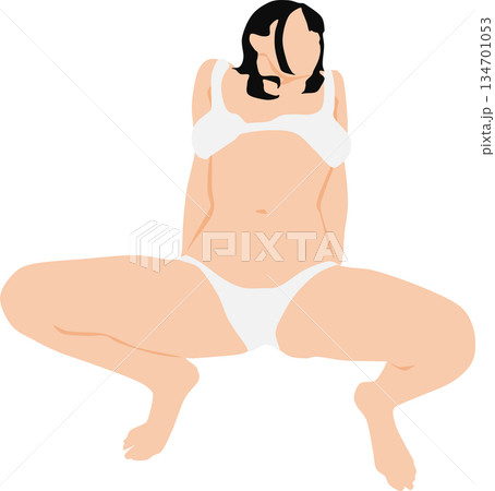 ポーズをとる女性のシルエットイラスト 134701053
