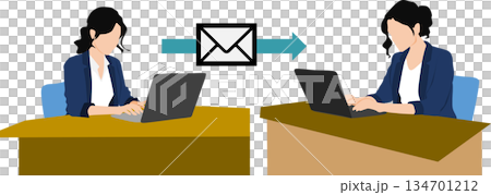 一位女商人正在辦公室工作的插圖 134701212