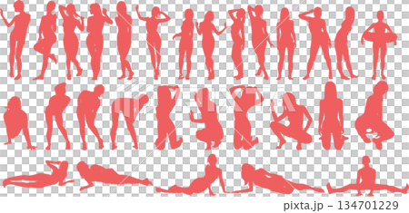 女性剪影插畫套裝 女性剪影插畫套裝 134701229
