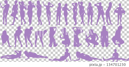 女性剪影插畫套裝 女性剪影插畫套裝 134701230