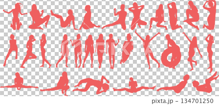 女性剪影插畫套裝 女性剪影插畫套裝 134701250