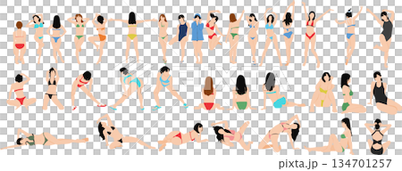 女性剪影插畫套裝 女性剪影插畫套裝 134701257
