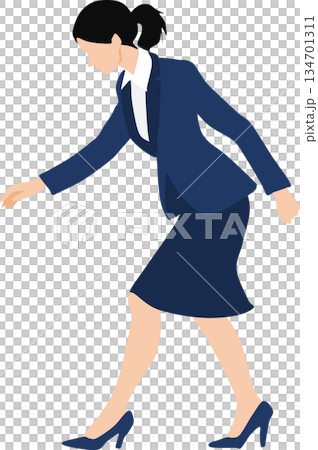 歩くビジネスウーマンのイラスト	 134701311