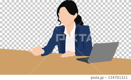 事務作業をするビジネスウーマンのイラスト 事務作業をするビジネスウーマンのイラスト 134701321