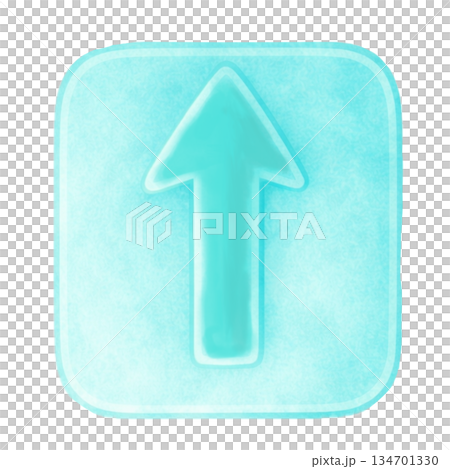 水彩風格的向上箭頭按鈕圖標，圓角方形，藍色，用於向上移動或導航，透明背景 134701330