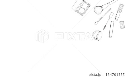 ペンの線画のメイク道具 ペンの線画のメイク道具 134701355