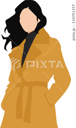 コートをきた女性のイラスト 134701357