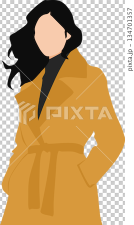 コートをきた女性のイラスト 134701357