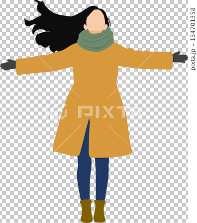 一個穿著外套的女人的插圖 134701358