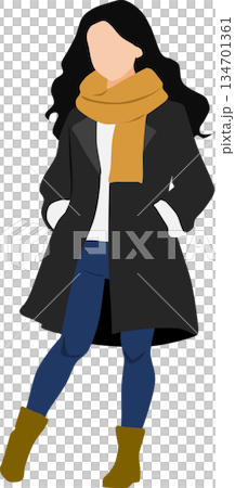 Illustration of a woman wearing a coat 134701361