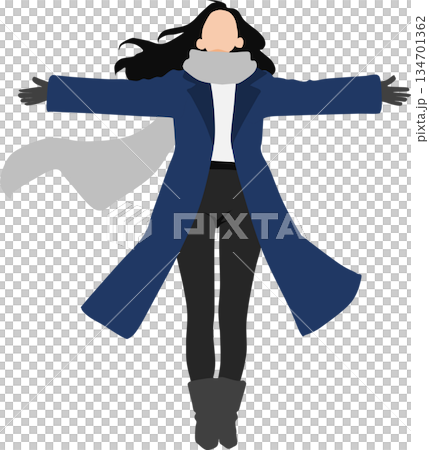 Illustration of a woman wearing a coat Illustration of a woman wearing a coat 134701362