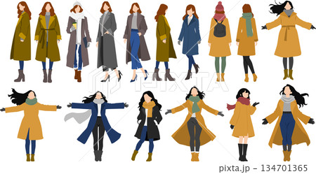 コートをきた女性のイラスト 134701365