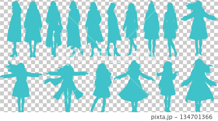 Illustration of a woman wearing a coat 134701366