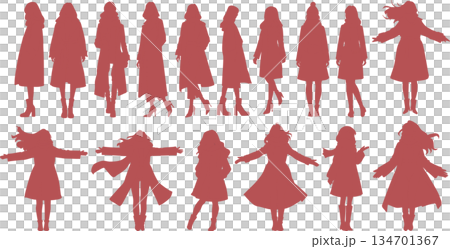 コートをきた女性のイラスト 134701367
