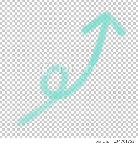 手繪水彩插圖,描繪了一個向上彎曲的箭頭。箭頭緩緩向上延伸,背景透明。 手繪水彩插圖,描繪了一個向上彎曲的箭頭。箭頭緩緩向上延伸,背景透明。 134701853