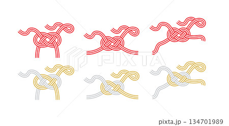 馬の水引き,年賀状や馬関連の仕事(競馬,乗馬クラブ,牧場)でのお祝いごとに使える水引 134701989