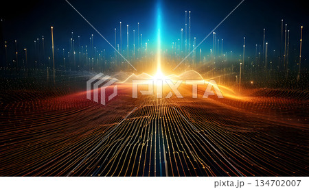 光線に輝く抽象的な光線がある風景 光線に輝く抽象的な光線がある風景 134702007