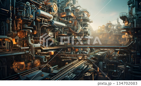 スチームパンクの世界観の風景のイラスト素材 [134702083] - PIXTA