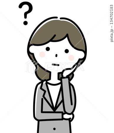 はてなポーズ　疑問に思う若い女性スーツの女性 134702183
