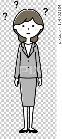 Hatena pose: Young woman in a suit wondering Hatena pose: Young woman in a suit wondering 134702184