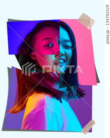Colorful abstract portrait composition with emotional contrast lighting Colorful abstract portrait composition with emotional contrast lighting 134702329