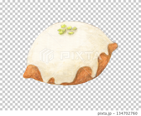Lemon cake watercolor pencil illustration 134702760