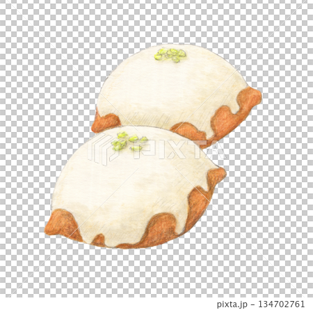 Two lemon cakes - watercolor pencil illustration Two lemon cakes - watercolor pencil illustration 134702761