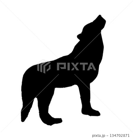 吠える犬のシルエット 吠える犬のシルエット 134702871