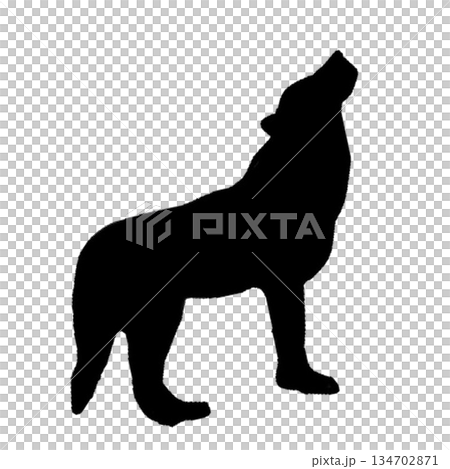 吠える犬のシルエット 吠える犬のシルエット 134702871