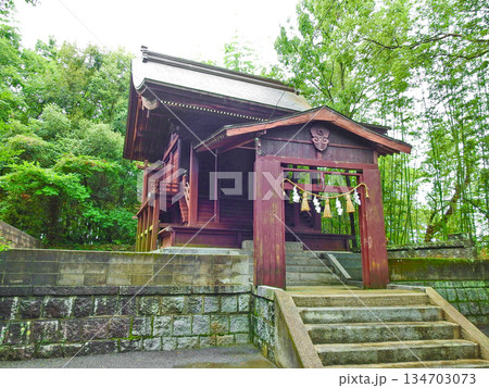 大分県中津市の山国川東側にある八幡鶴市神社社殿 134703073