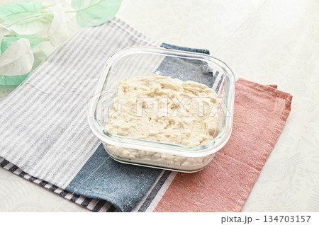 レンジで作る蒸しパン風豆腐米粉パン 134703157