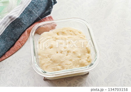 レンジで作る蒸しパン風豆腐米粉パン 134703158