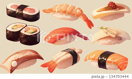 お寿司のイラスト 134703444