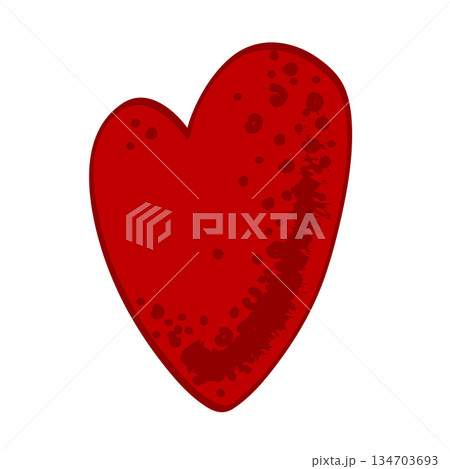 Spotted red Valentine heart on white background. Vector isolated illustration Spotted red Valentine heart on white background. Vector isolated illustration 134703693
